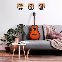 Wallity Just Music - 334 Accesorio Decorativo de Pared Negro y Nogal